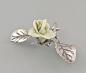 Preview: Silber Tischrose Porzellanblüte grün 6x4x3cm