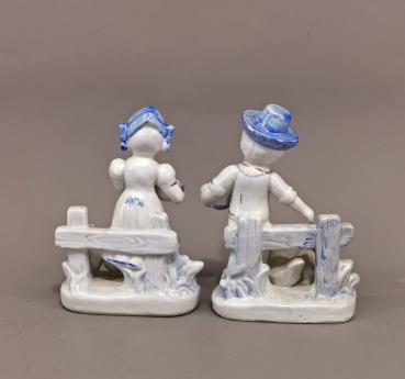 Paar Nippesfiguren Hühner und Gänsejunge/-mädchen
