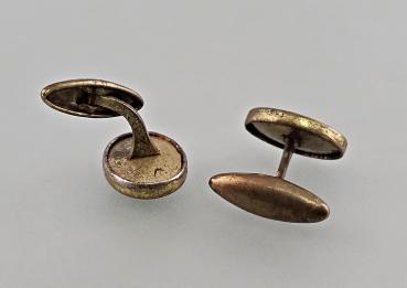 Paar Manschettenknöpfe goldfarben Perlmutt um1920 Vintage 1,5x1,2x1cm
