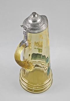 Krug Jugendstil mit Zinndeckel und Malerei