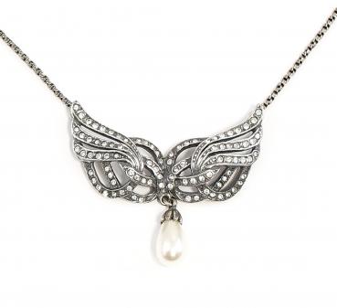 Jugendstil-Collier mit Swarovski-Steinen und Perle