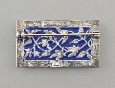 emaillierte Brosche blau