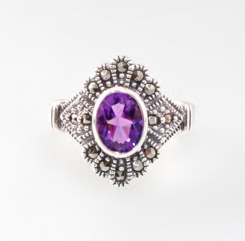 Ring Amethyst-Markasiten Gr. 54