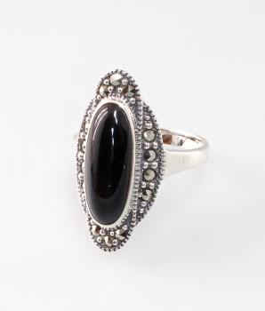 Ring Onyx-Markasiten Gr.53