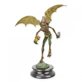 Bronze Skulptur farbig Goblin Kobold Zwerg