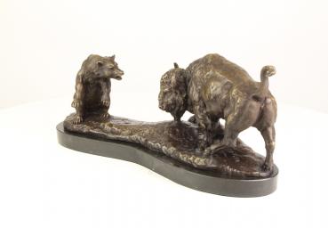 Bronze Skulptur Bulle und Bär