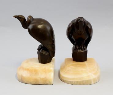 Bronze Buchstützen-Paar Geier