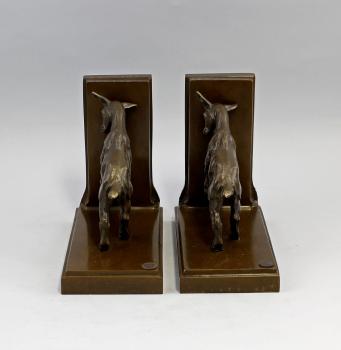 Bronze Buchstützenpaar Ziegenböcke