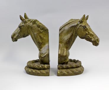 Paar Buchstützen Pferdeköpfe