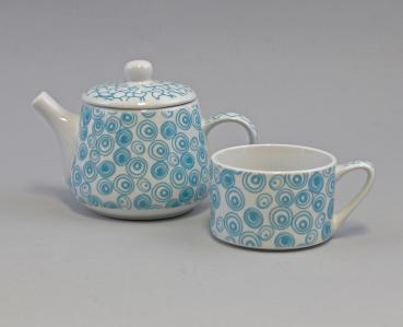 Tea for one-Set  "Nippon"Kreise/Kiesel  türkis