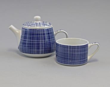 Tea for one-Set "Nippon" blau/weiße Linien/Linien