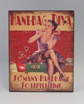 Nostalgisches Blechschild Pin-Up "Handbag-Diva"
