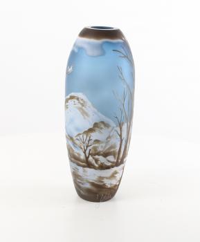 Kamee-Glas Vase Winterlandschaft