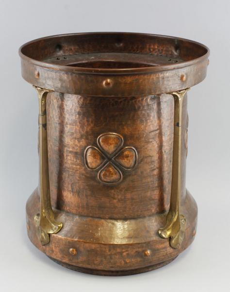 Großer Cachepot / Übertopf Jugendstil Kupfer