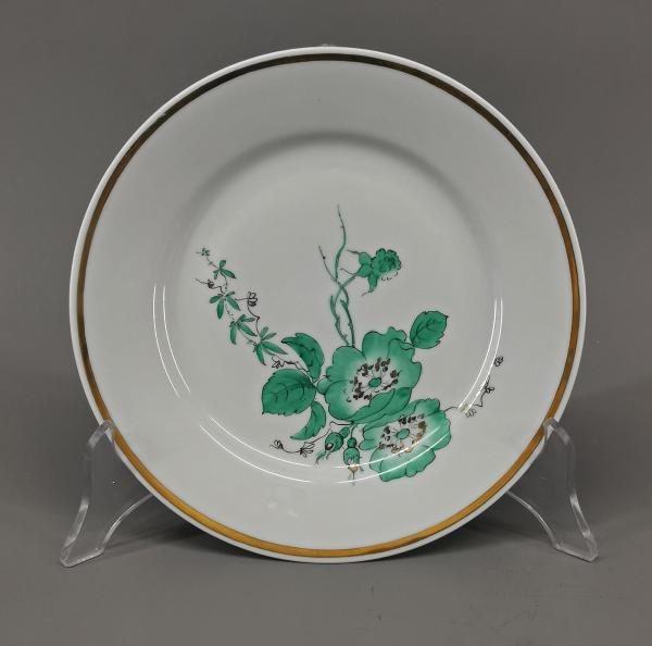 Teller Handmalerei grüne Blume
