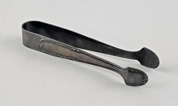 Versilberte Zuckerzange 90er Auflage Rocaillen L 11 cm