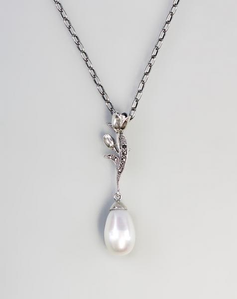 Collier Perle und Markasiten