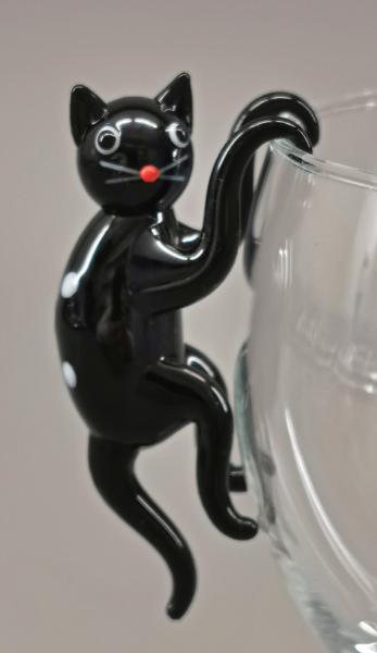 Katze am Glas schwarz 5cm