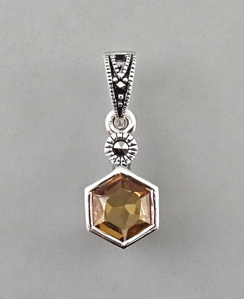Citrin Anhänger mit Markasiten 0,8x2,5cm
