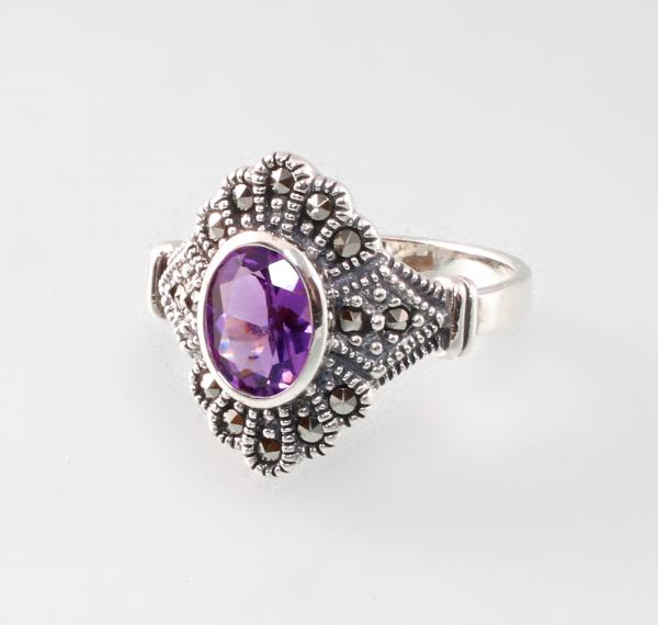 Ring Amethyst-Markasiten Gr. 54