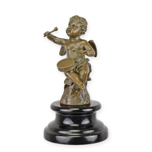 Bronze Skulptur Putto trommelnd