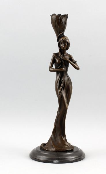 Bronze Figürlicher Kerzenhalter Jugendstil