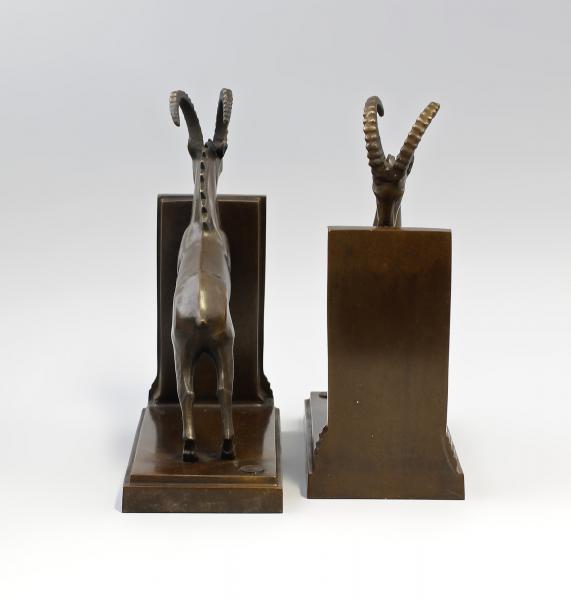 Paar Bronze Buchstützen Steinbock