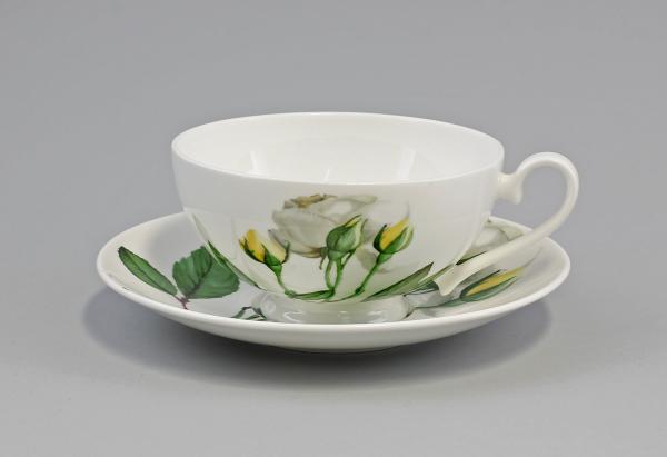 Teetasse m. Untertasse Diamantporzellan Rose gelb