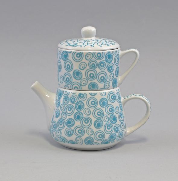 Tea for one-Set  "Nippon"Kreise/Kiesel  türkis