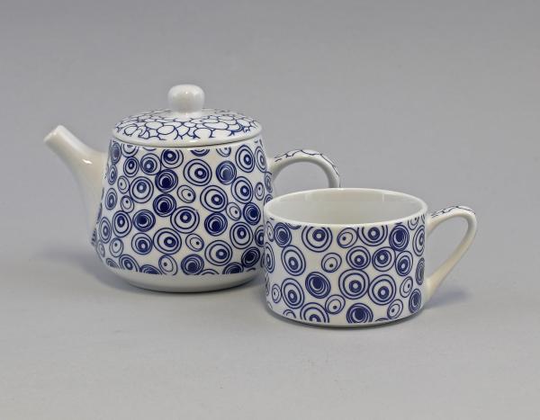 Tea for one-Set  "Nippon"Kreise/Kiesel  blau