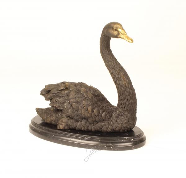 Bronze Skulptur Schwan