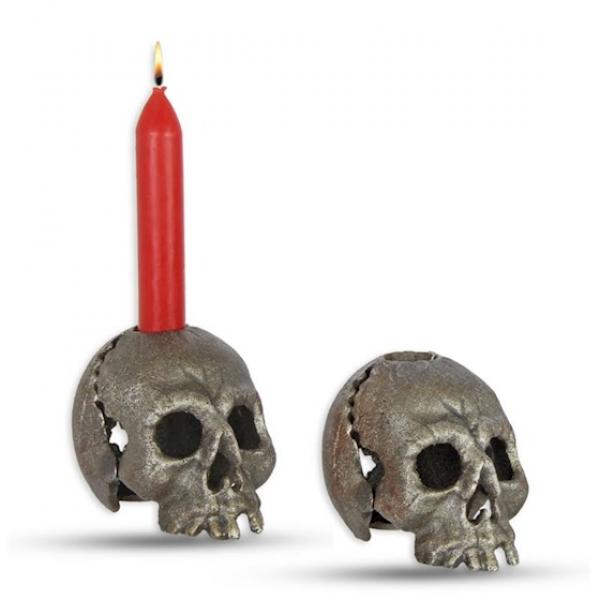 Leuchter Totenkopf "old silver"