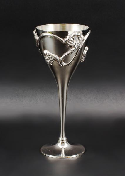 Weinpokal Jugendstil vernickelt