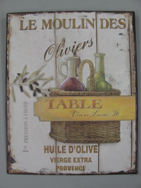 Blechschild  Le Moulin Des Oliviers Wein WP