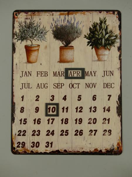 Blechschild Jahreskalender antik