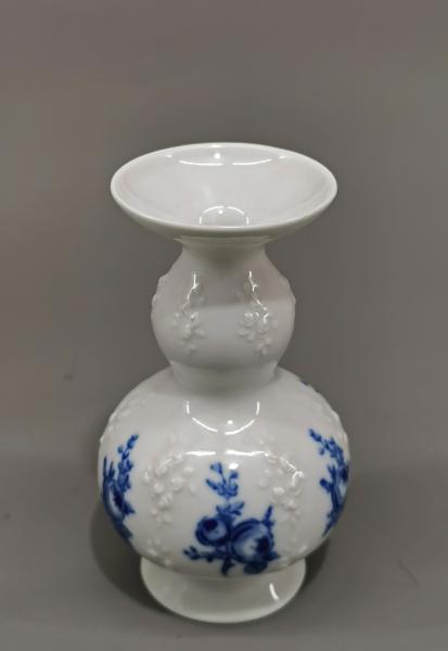 Vase/Leuchter Wallendorf Echt Kobald Blaudekor Rosen