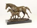 Bronze Skulptur Pferd mit Fohlen